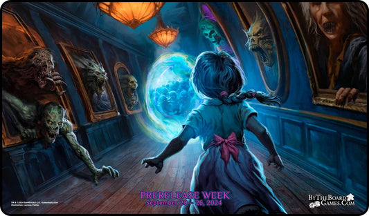 MTG: Duskmourn Prerelease Celebration Playmat with Date and BTB Logo