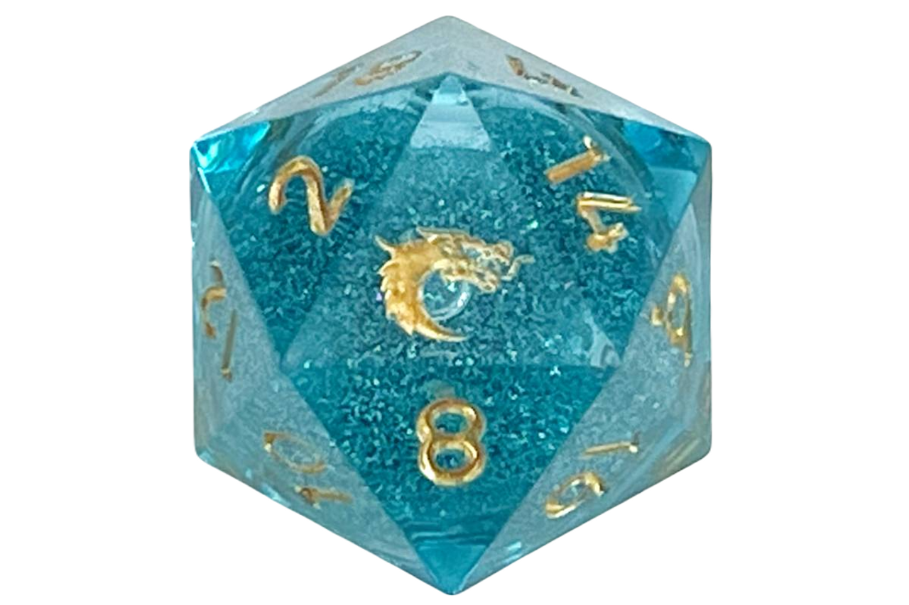 Old School Dice: 35mm D20 Sharp Edged: Liquid Infused