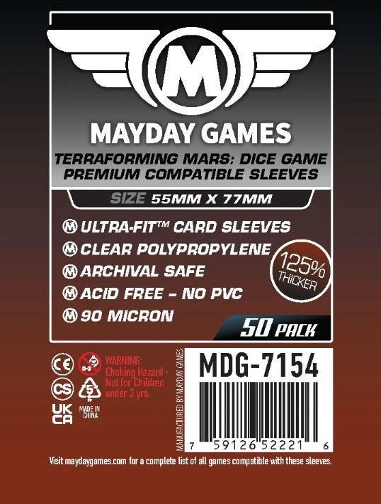 Terraforming Mars: Dice Game Compatible Sleeves (55x77mm) - 50ct