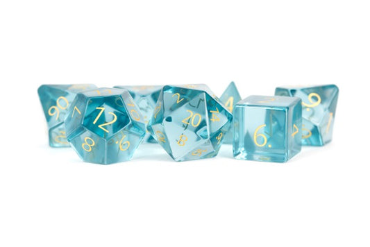 (CLEARANCE) Zircon Glass Birthstone Dice: March- Aquamarine