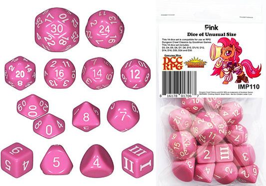 Impact Dice: Dungeon Crawl Classics: 14 Dice - Pink
