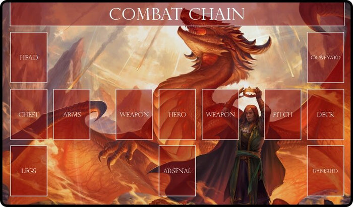 Gamermats Red Mage Flesh and Blood Comptable Zone Mat - Playmat - Premium Black Stitched - 24" x 14" x 1/8"