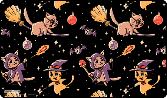 GamerMats Magic Cat by Tobe Fosneca Playmat - Black Stitched Edging 24" x 14" x 1/8"