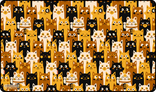GamerMats Cat Pattern by Tobe Fosneca Playmat - Black Stitched Edging 24" x 14" x 1/8"