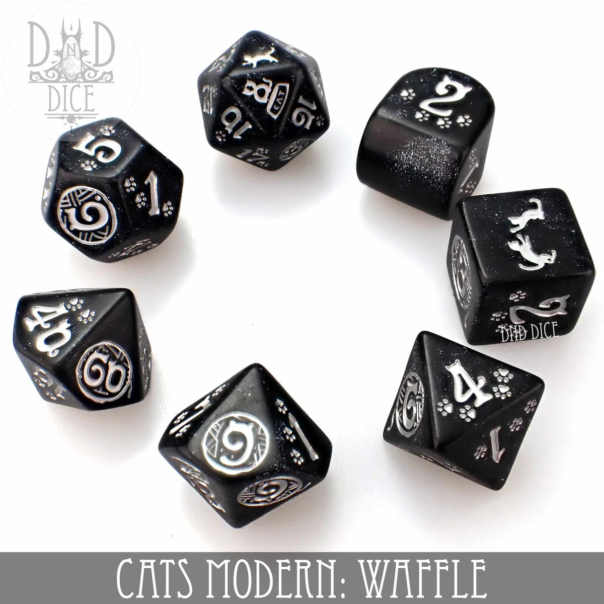 7-Dice Set: Cats Modern: Waffle Dice Set