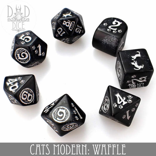 7-Dice Set: Cats Modern: Waffle Dice Set