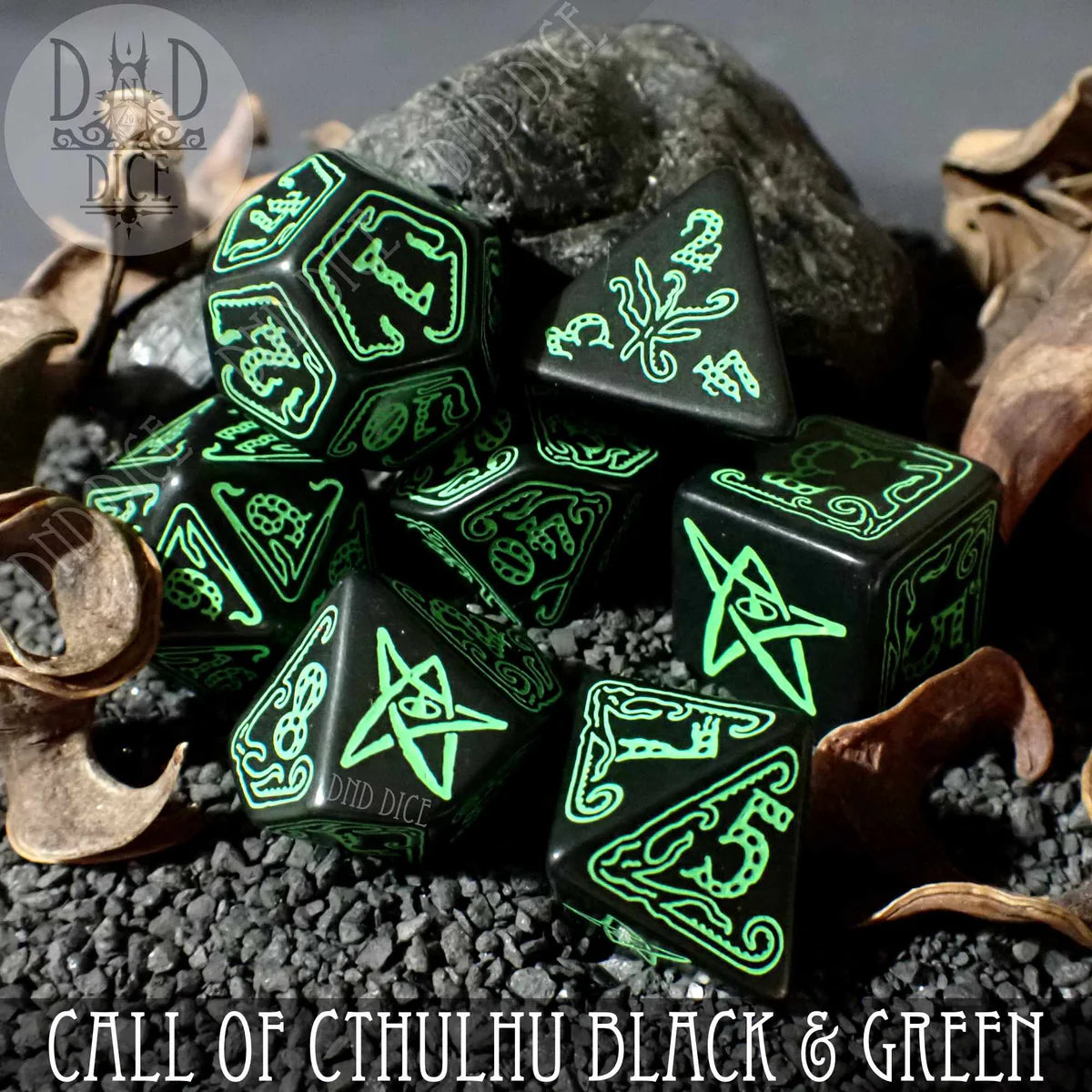 7-Dice Set: Call of Cthulhu Black & Green