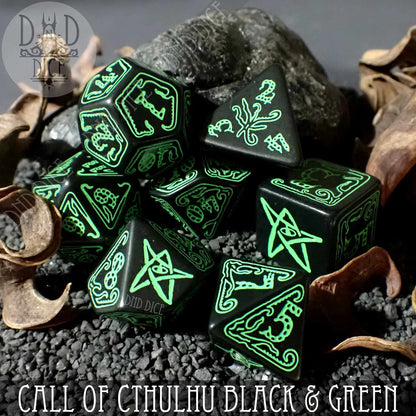 7-Dice Set: Call of Cthulhu Black & Green