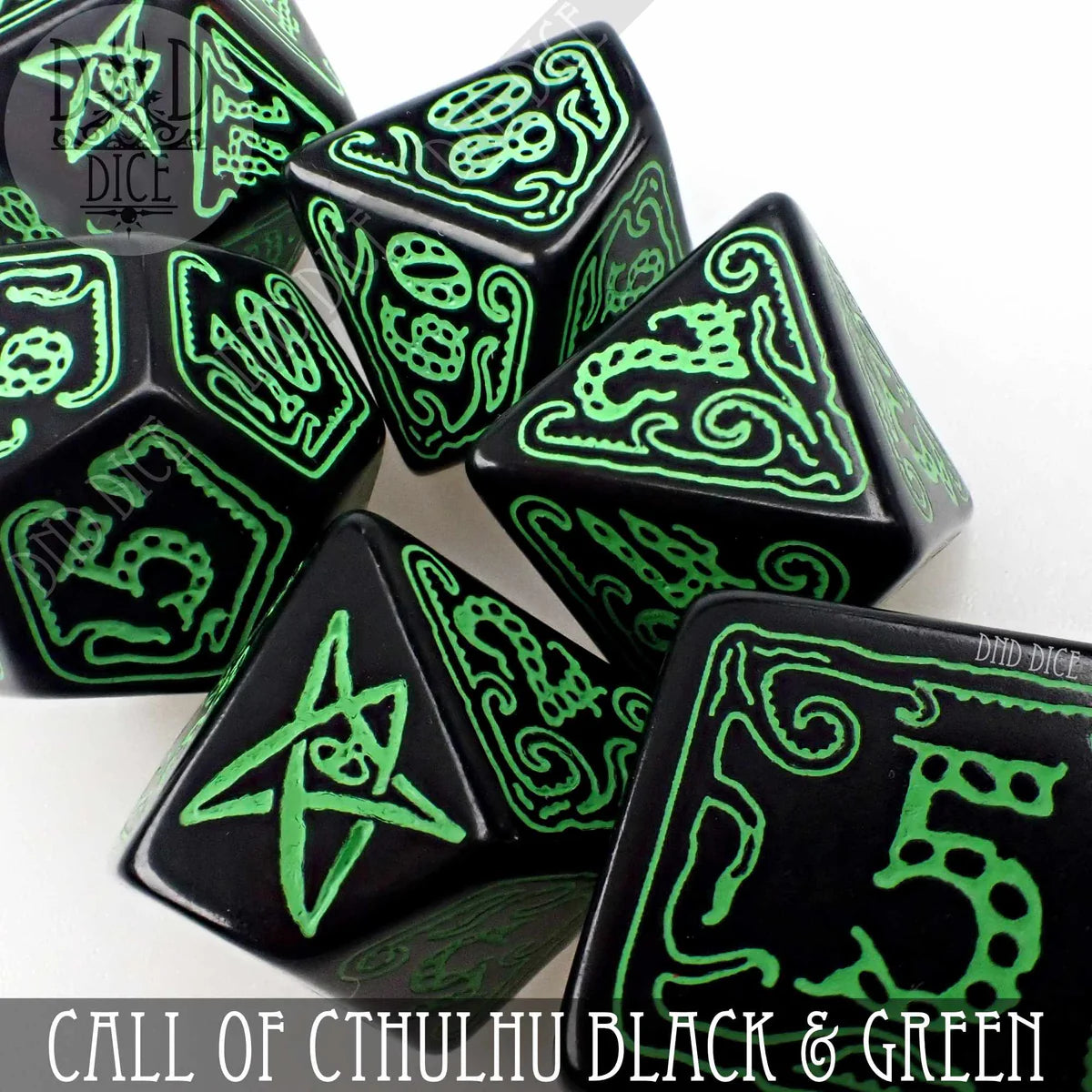 7-Dice Set: Call of Cthulhu Black & Green