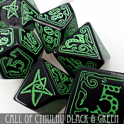 7-Dice Set: Call of Cthulhu Black & Green