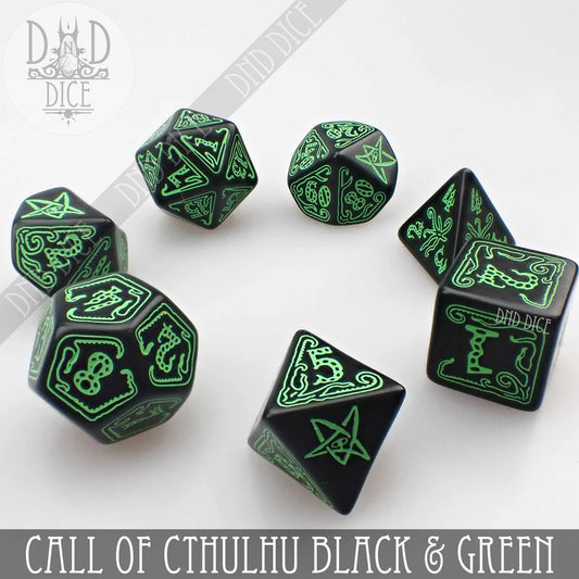 7-Dice Set: Call of Cthulhu Black & Green