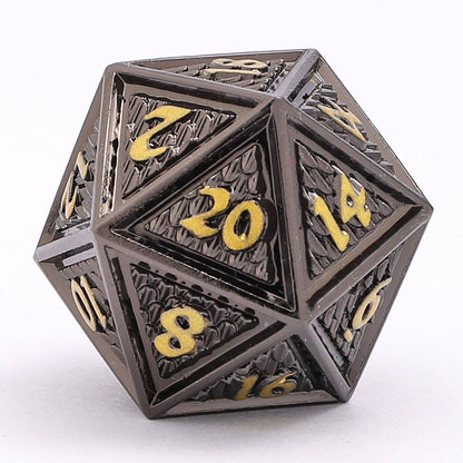 Solid Metal Behemoth Dice set - Gunmetal with Gold