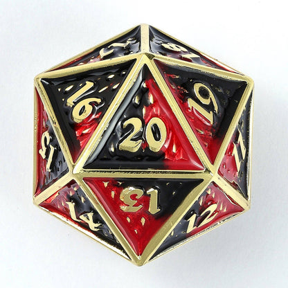 HY00418 45mm Metal Behemoth Spindown D20 - Gold with Red & Black