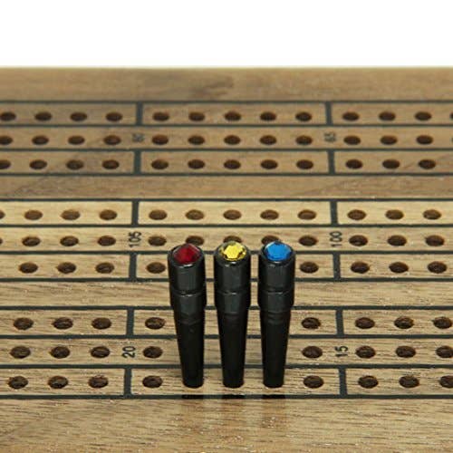Black Metal Cribbage Pegs with Crystals - Set of 12