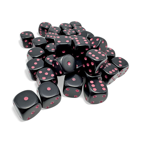 Chessex Dice Set: Opaque: Black/Pink 12mm d6 (36 Dice):CHX25848