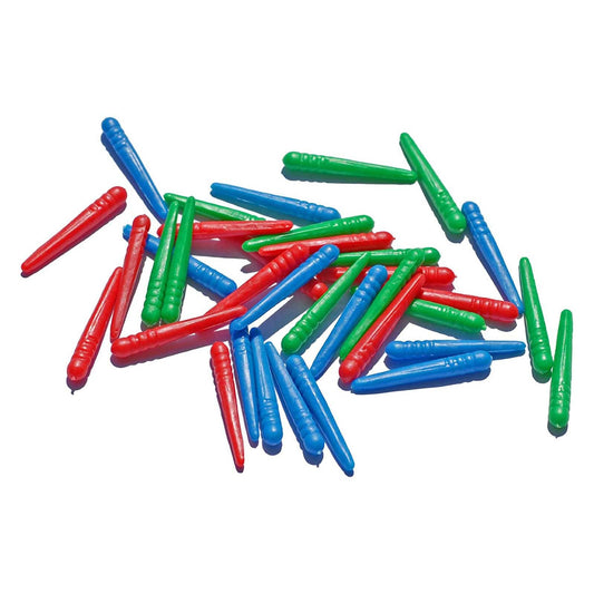 36 Plastic Cribbage Pegs - Red, Blue & Green