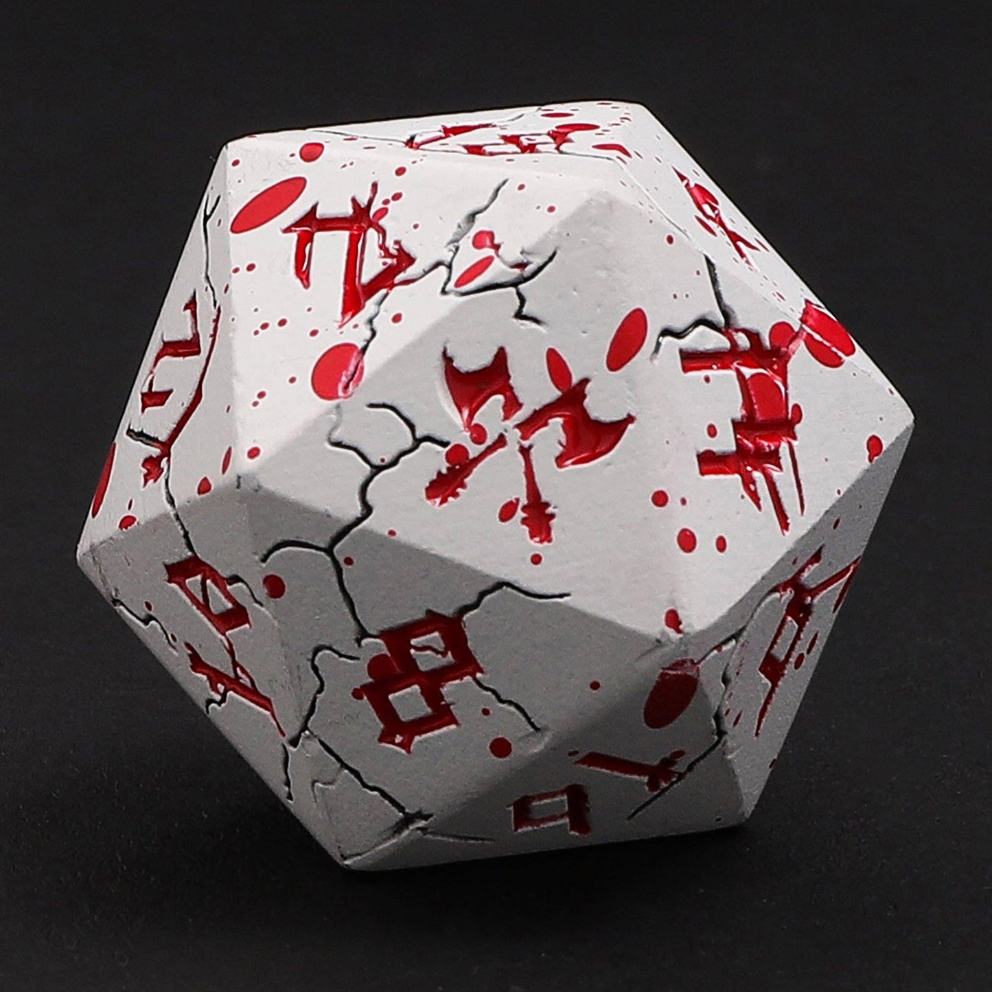 Barbarian Solid Metal Polyhedral Dice Set - Matte White with Blood Red