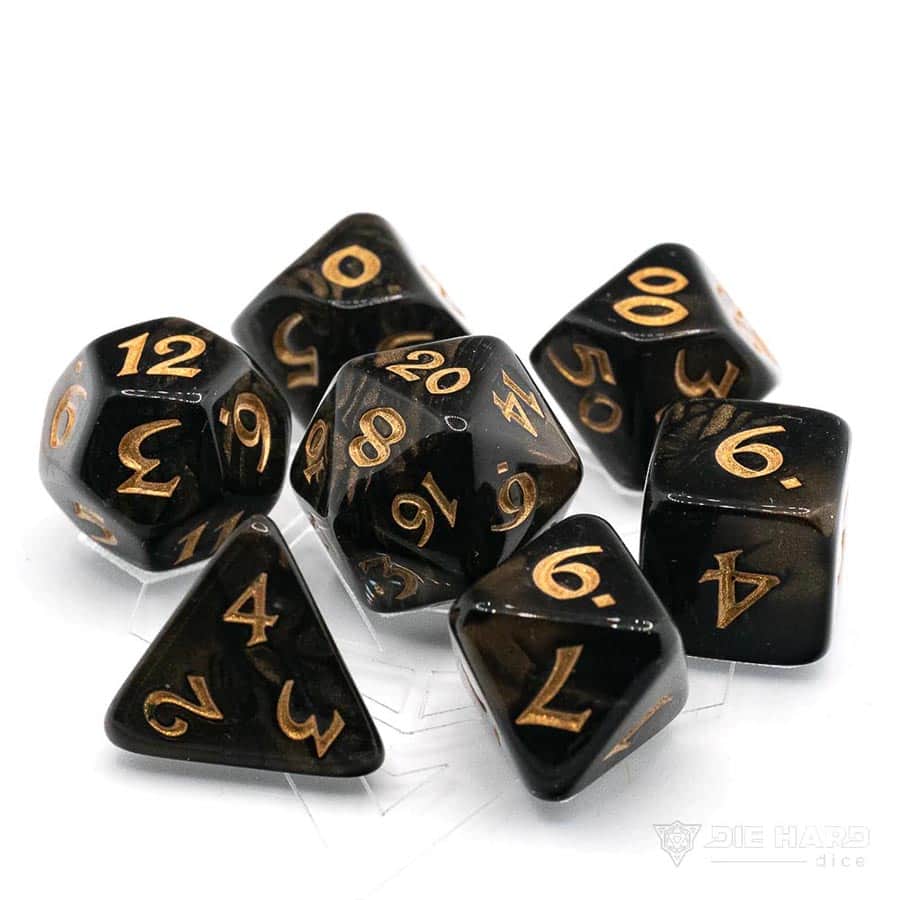 7 Piece RPG Set - Elessia - Shale with Gold