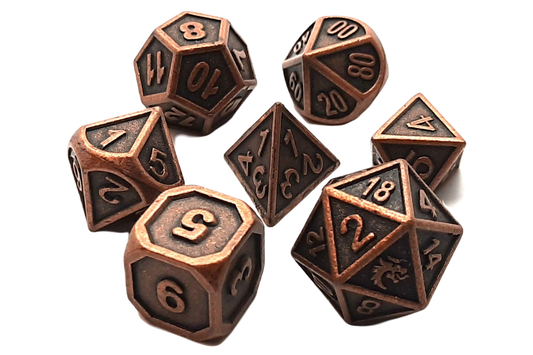 Old School 7 Piece DnD RPG Metal Dice Set: Dwarven Forged