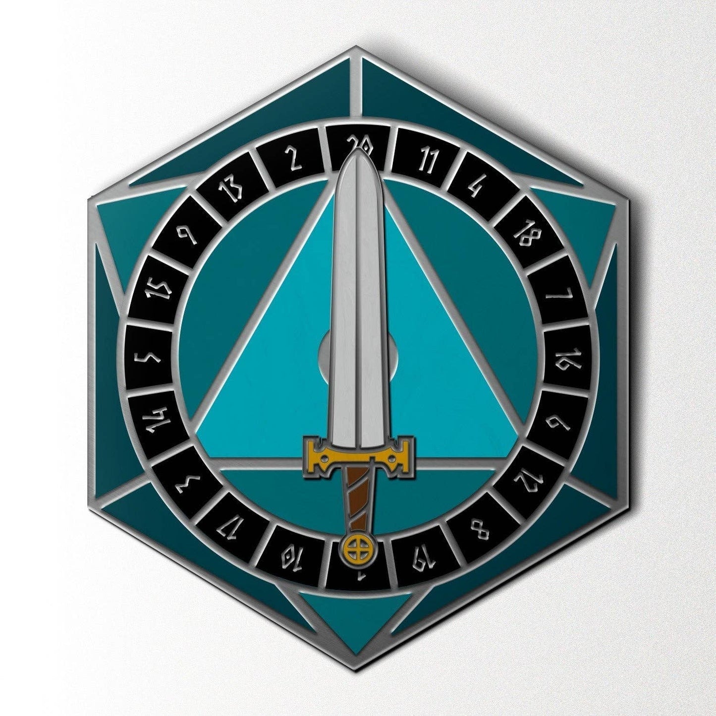 D20 Sword Spinner Pin