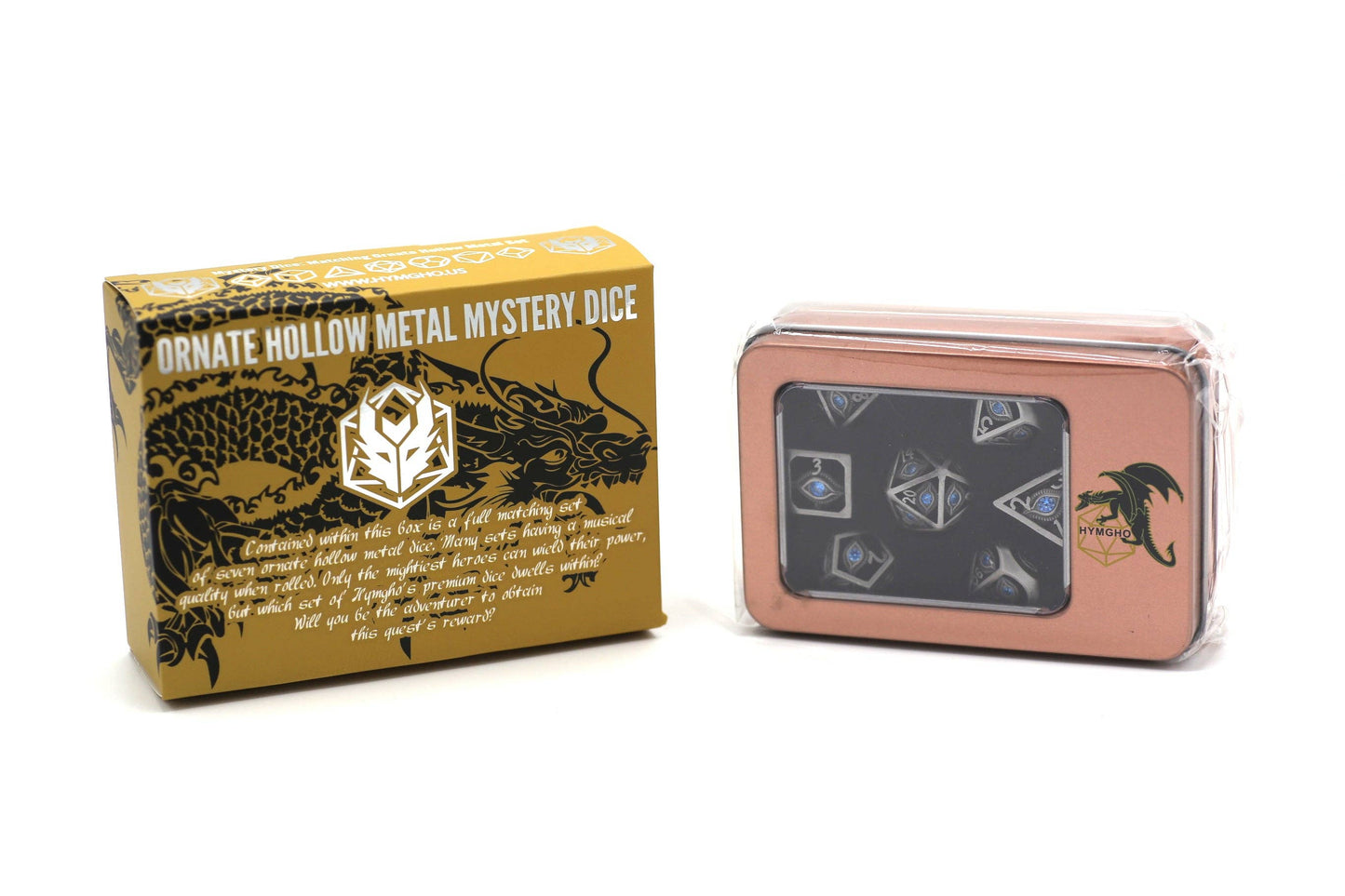 Mystery Set of 7 Matching Ornate Hollow Metal Dice