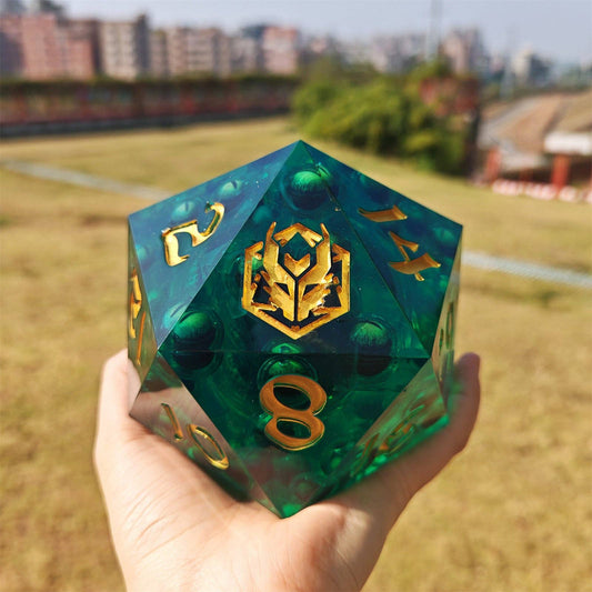 100mm Chonk D20 - Beholder's Eye Gunk -  sharp edge resin