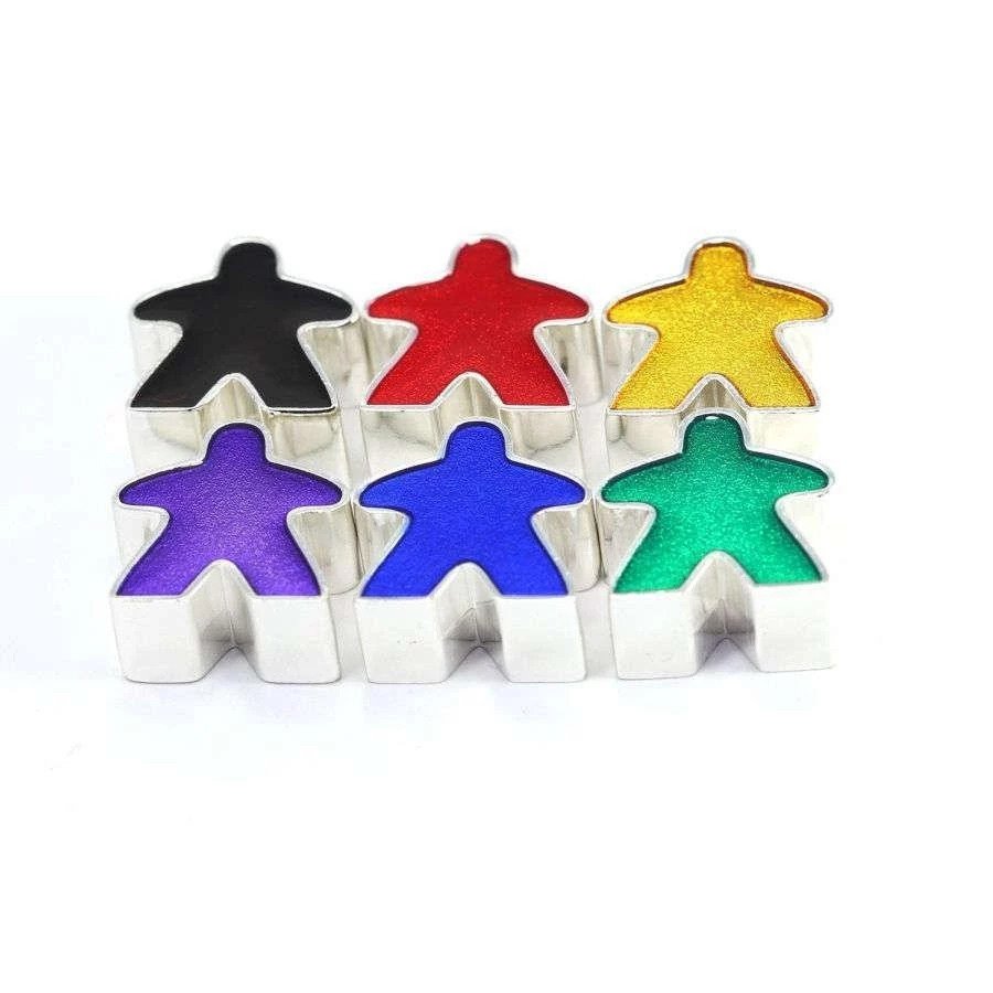 Shiny Metal Meeples - Set of 6