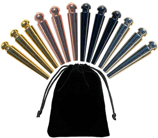 Tapered Easy Grip Cribbage Pegs w/ Velvet Pouch - Set of 12