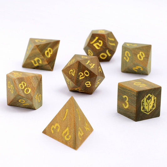 Dragon's Hoard Dice Set - Exotic Woods - Green Sandalwood