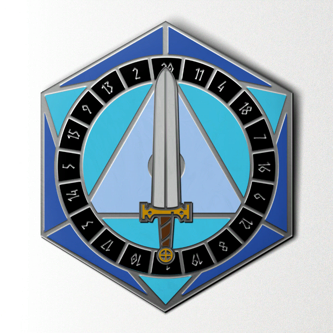 D20 Sword Spinner Pin