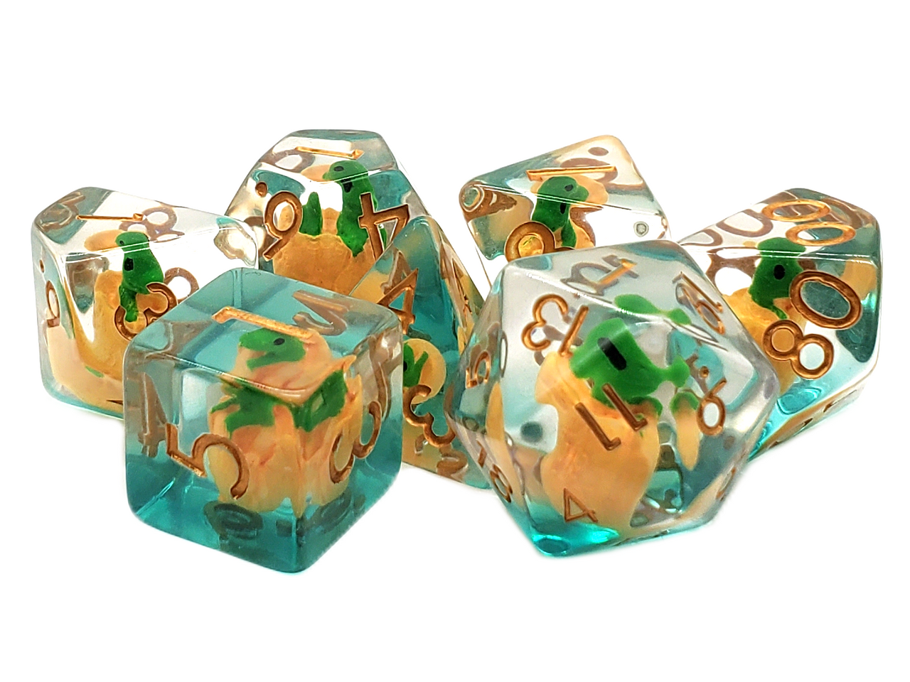 Old School 7 Piece DnD RPG Dice Set: Infused - Dragon Hatchling