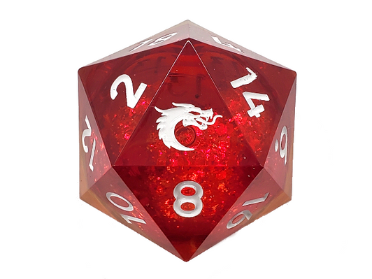 Old School Dice: 35mm D20 Sharp Edged: Liquid Infused