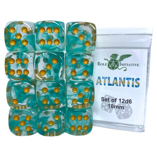 12ct Dice Set: d6 pips: Diffusion Atlantis