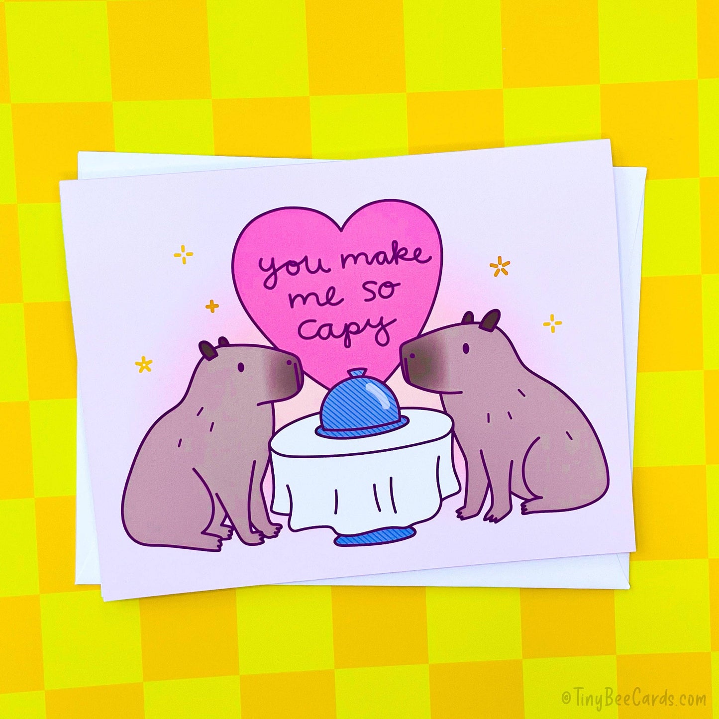 Capybara Anniversary and Love Card "You Make Me So Capy"