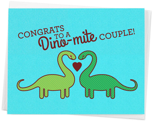 Congrats to a Dino-mite Couple Dinosaur Wedding Card