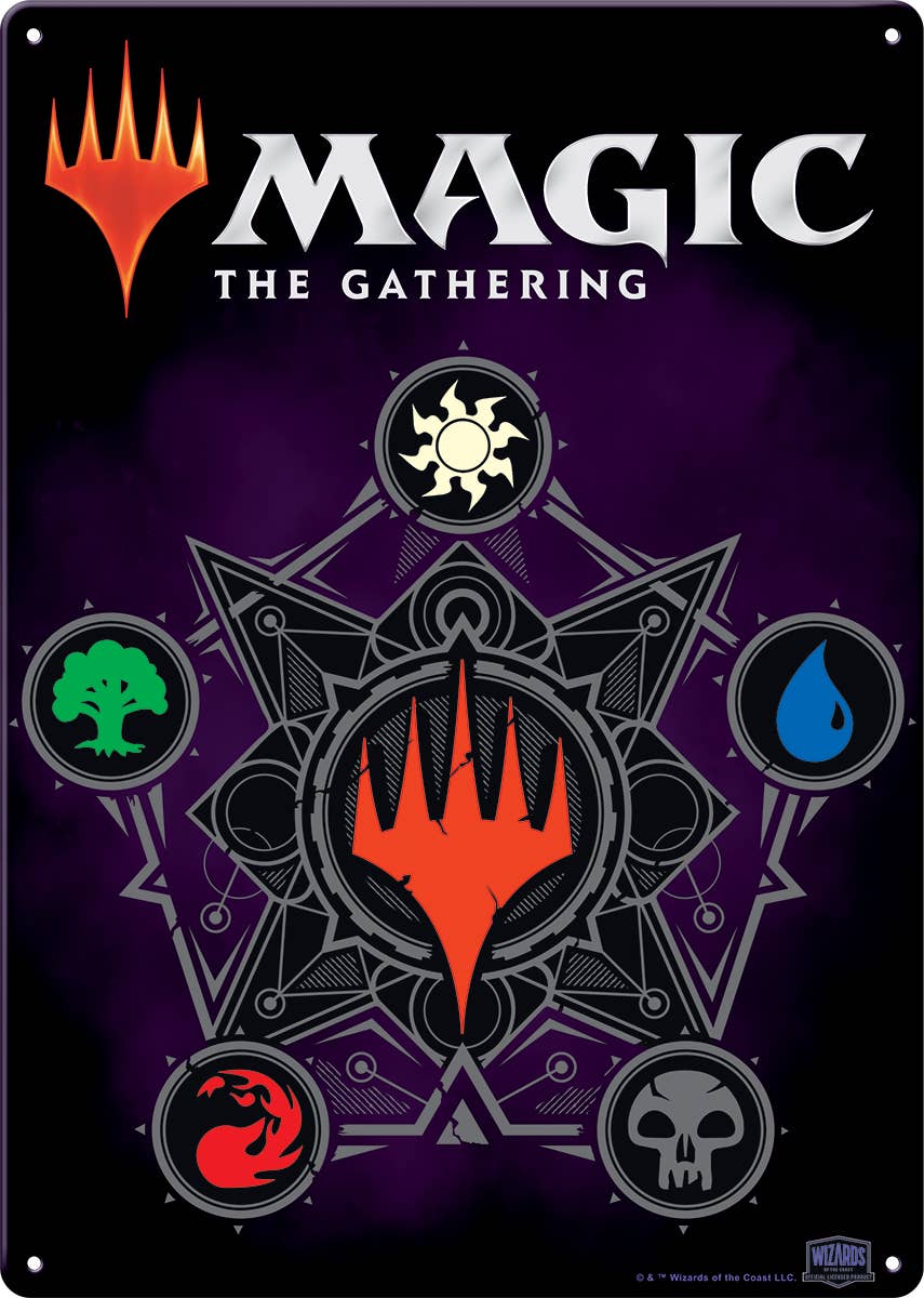 Magic the Gathering Mana Symbols Metal Sign (11.5" x 8.25")