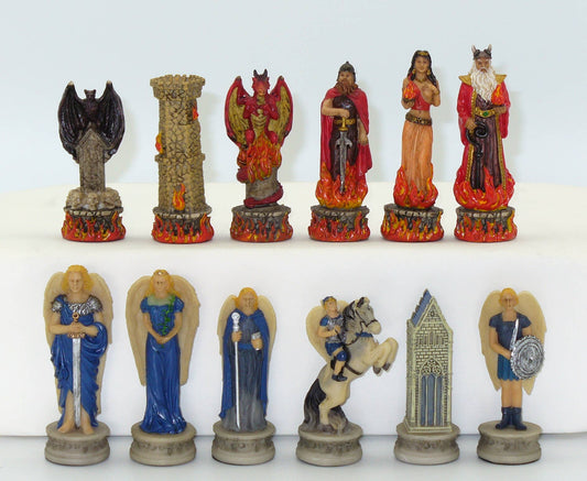 Chessmen - Blue Angels & Red Devils Painted Chessmen