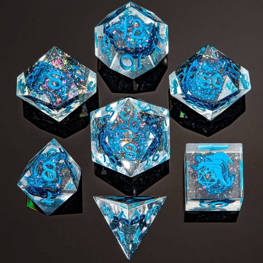 Captured Magic Hand Sanded Sharp Edge Resin Dice Set- Dragon